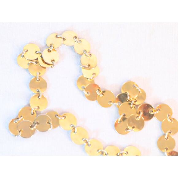 Gold Tone Disc Opera Chain Necklace - Picture 4 of 7